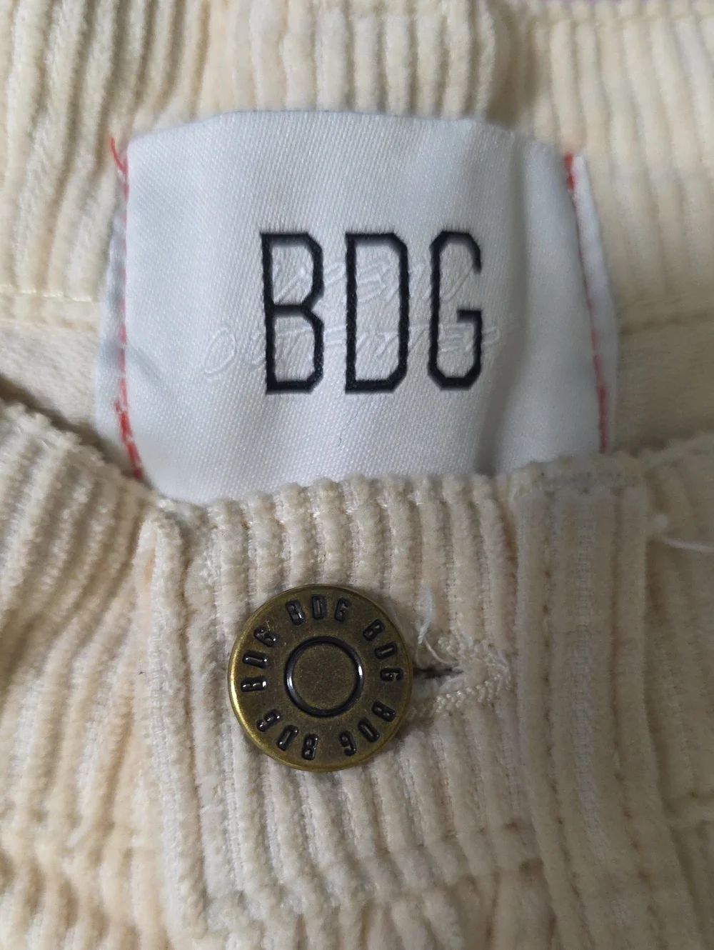 *size 24  BDG Urban Outfitters High & Wide Corduroy Pants Ivory Cream Wide Leg‎